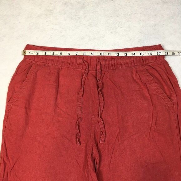 Old Navy Womens L Linen Rayon High Rise Wide Leg Pants Pink Myrrh Pockets - Picture 4 of 11